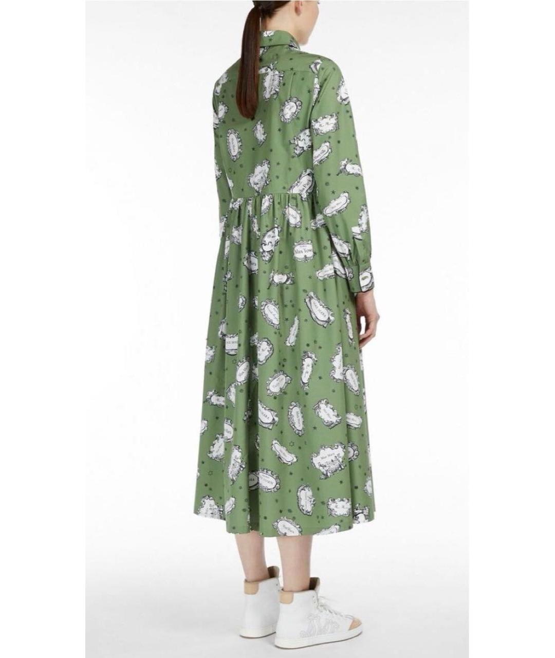 MAX MARA Зеленое хлопковое повседневное платье, фото 2