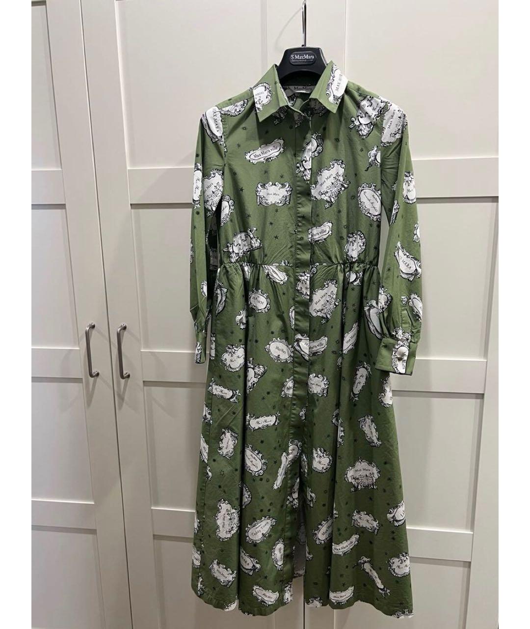 MAX MARA Зеленое хлопковое повседневное платье, фото 4