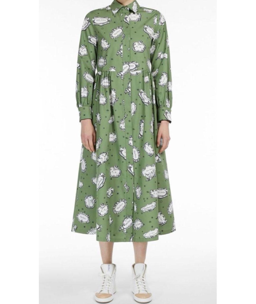 MAX MARA Зеленое хлопковое повседневное платье, фото 6