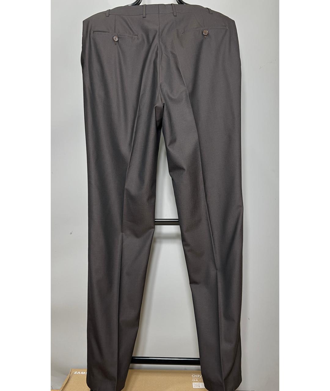 CANALI Коричневые шерстяные повседневные брюки, фото 2