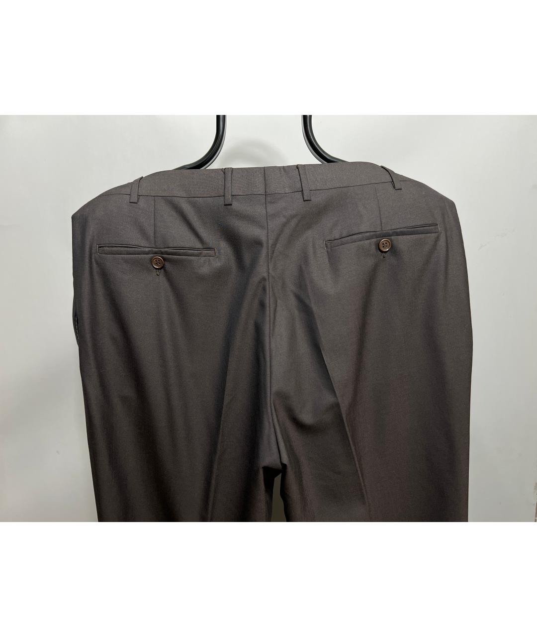 CANALI Коричневые шерстяные повседневные брюки, фото 5