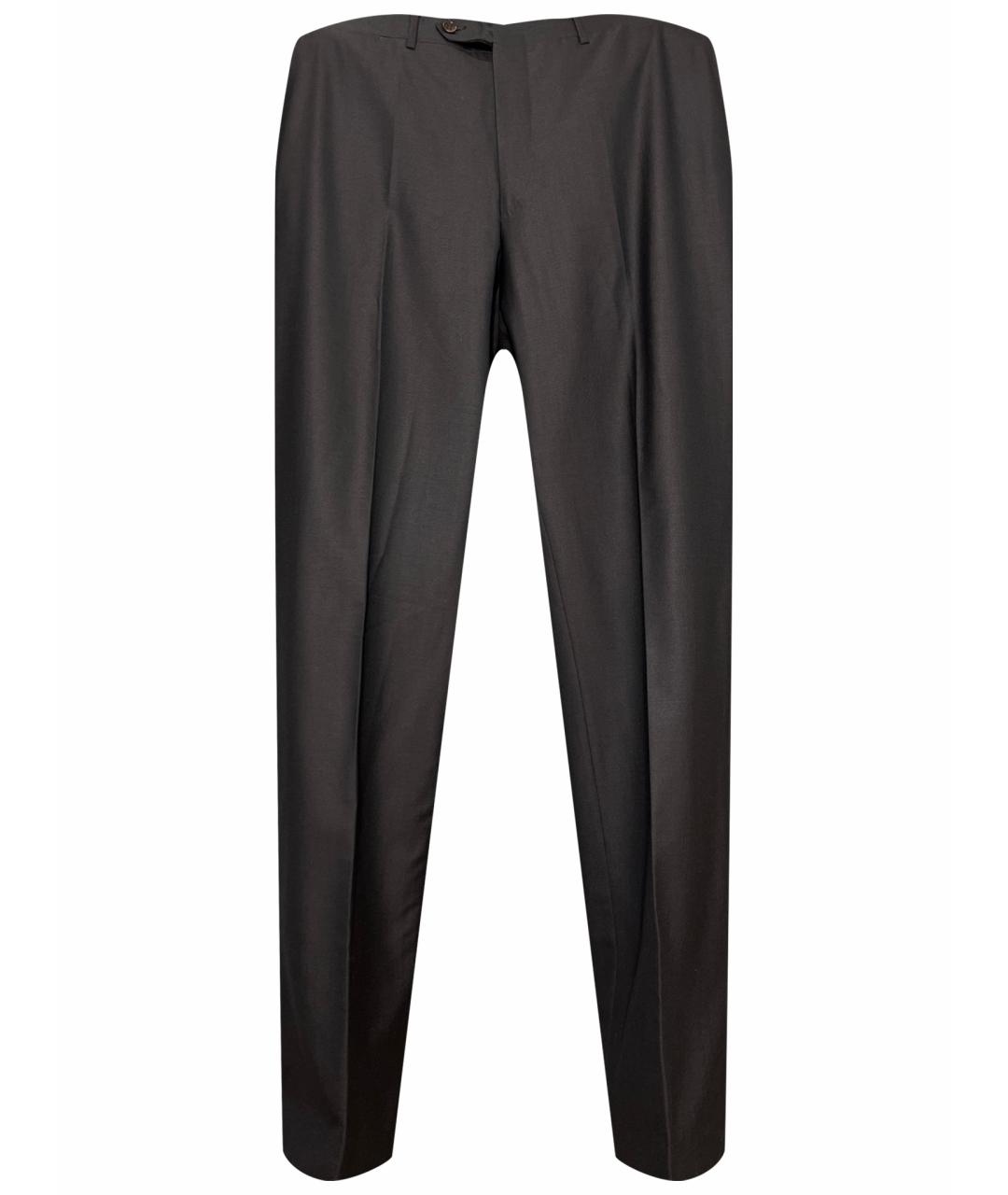 CANALI Коричневые шерстяные повседневные брюки, фото 1