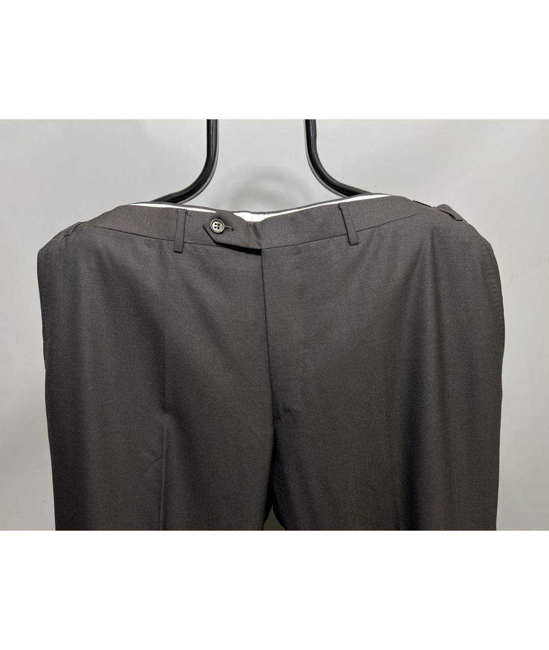 CANALI Коричневые шерстяные повседневные брюки, фото 4