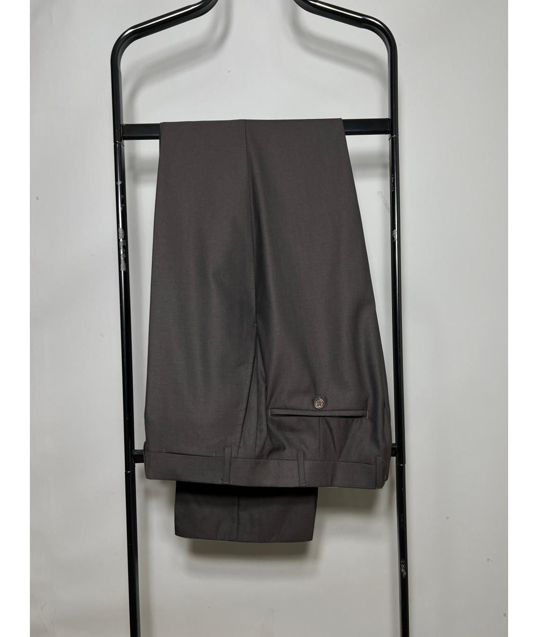 CANALI Коричневые шерстяные повседневные брюки, фото 3