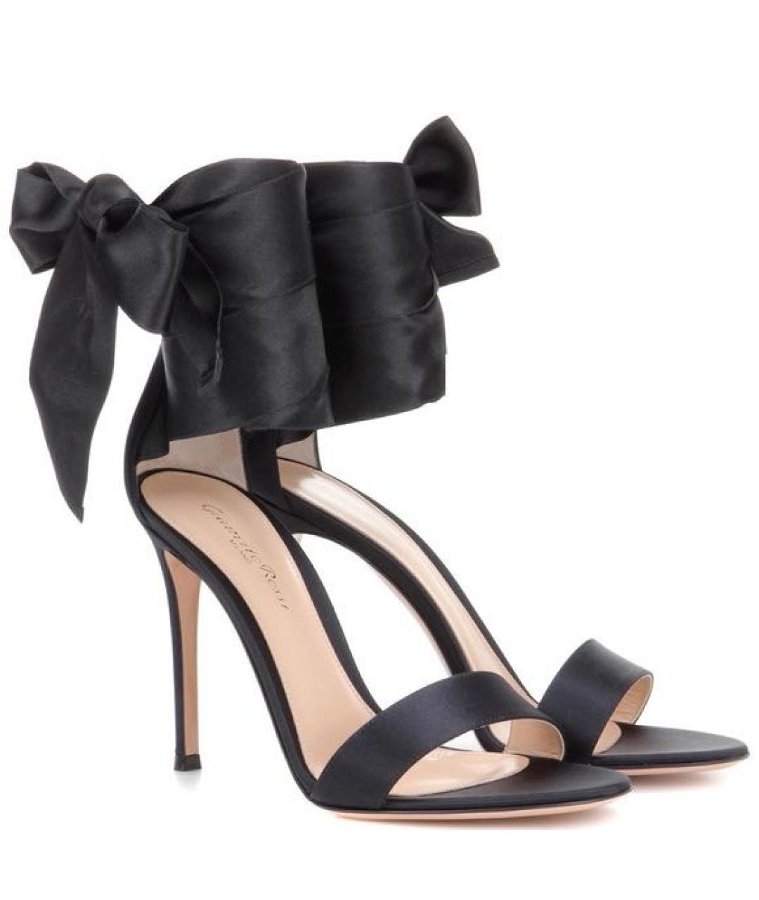 GIANVITO ROSSI Черные текстильные босоножки, фото 5
