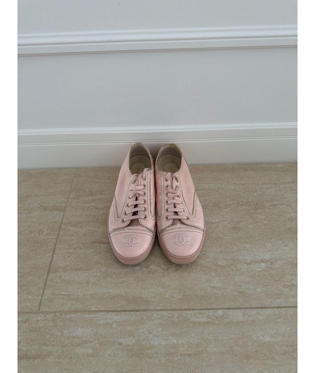 CHANEL Розовые кожаные кеды, фото 2