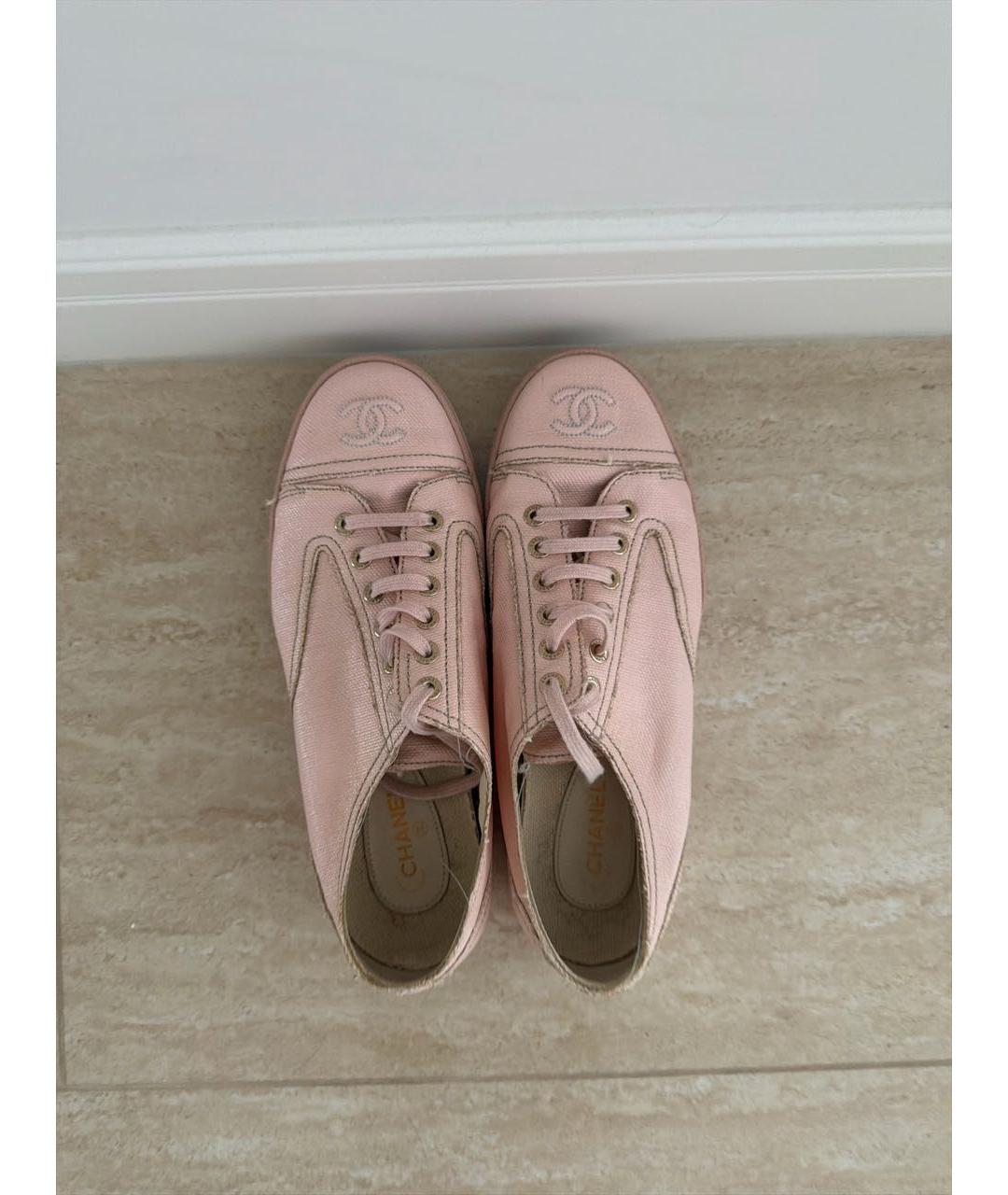 CHANEL Розовые кожаные кеды, фото 3