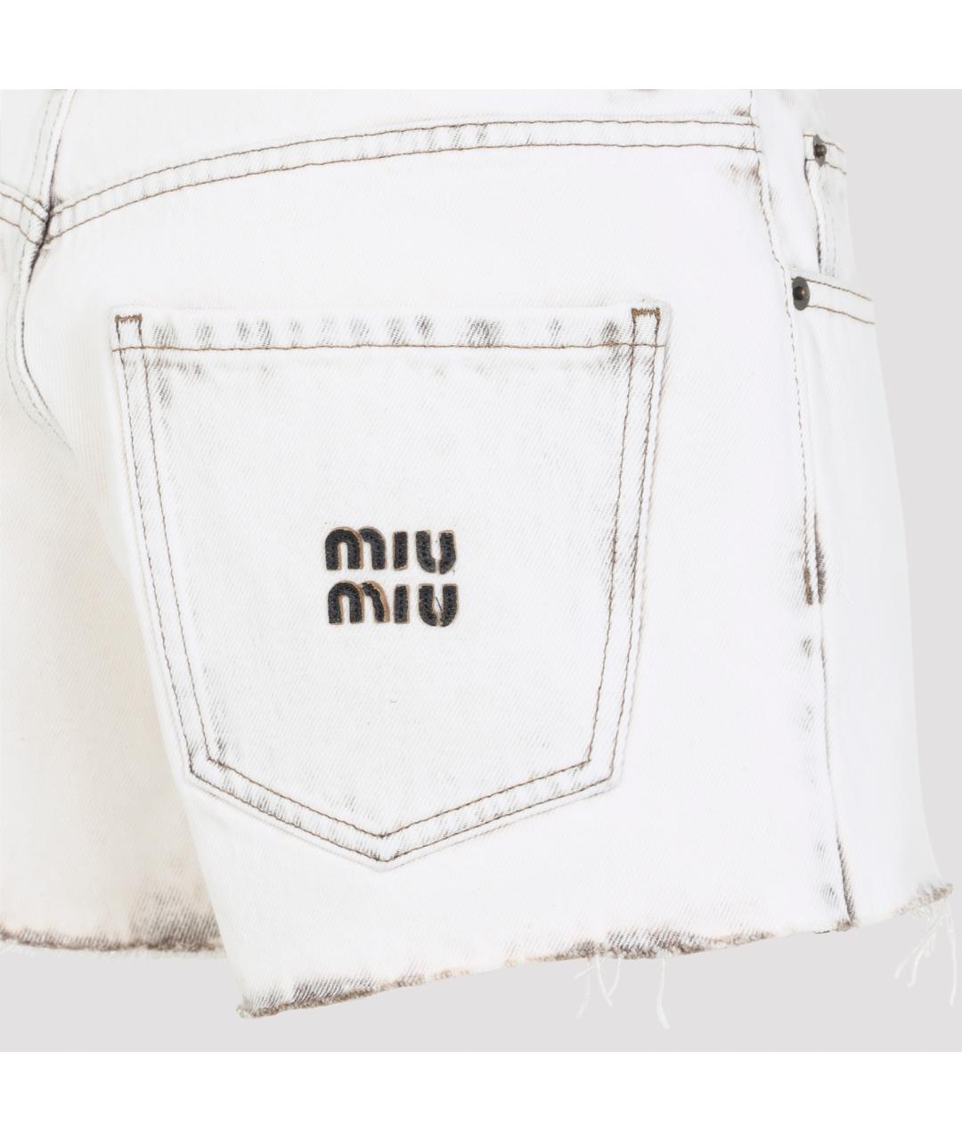 MIU MIU Белые хлопковые шорты, фото 3
