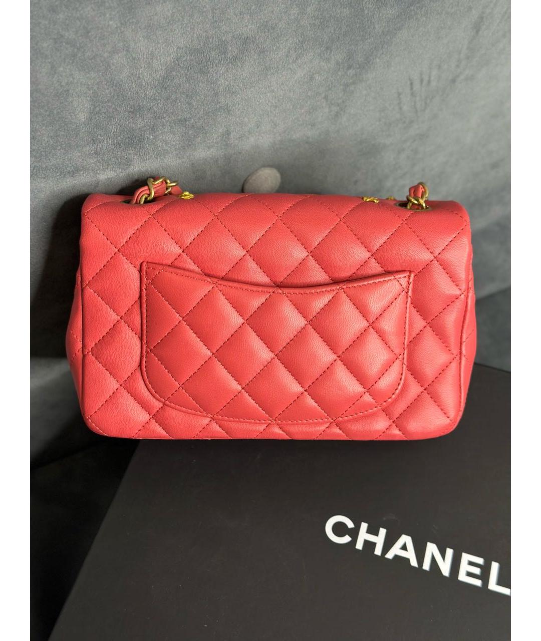 CHANEL Красная кожаная сумка через плечо, фото 4