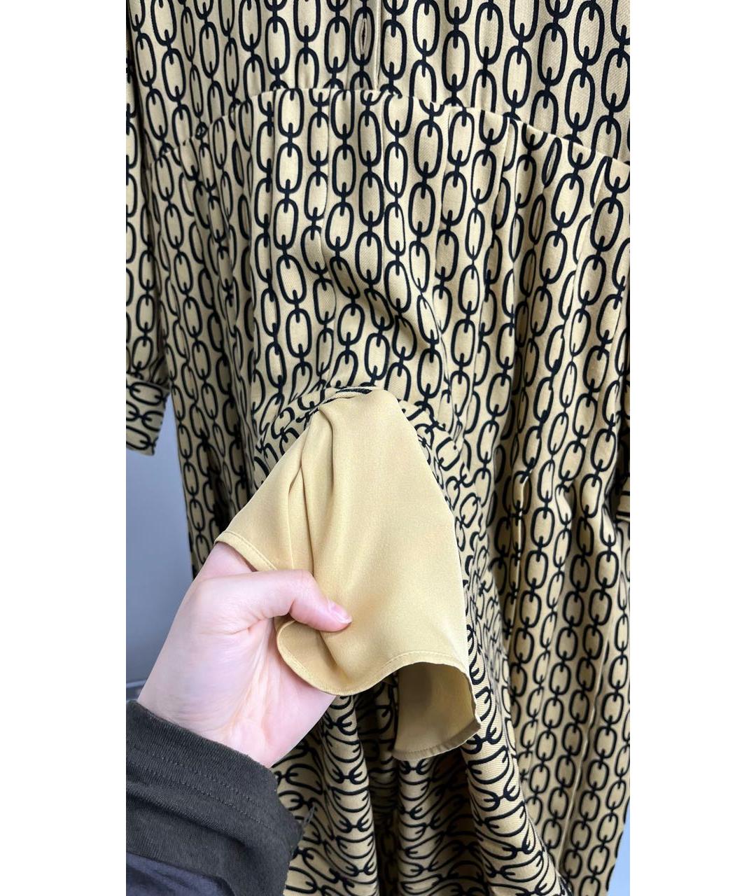CELINE Золотое шерстяное повседневное платье, фото 6