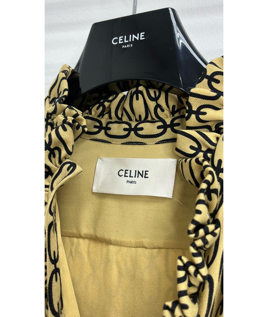 CELINE Золотое шерстяное повседневное платье, фото 2