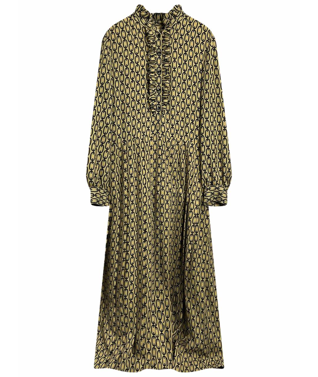 CELINE Золотое шерстяное повседневное платье, фото 1