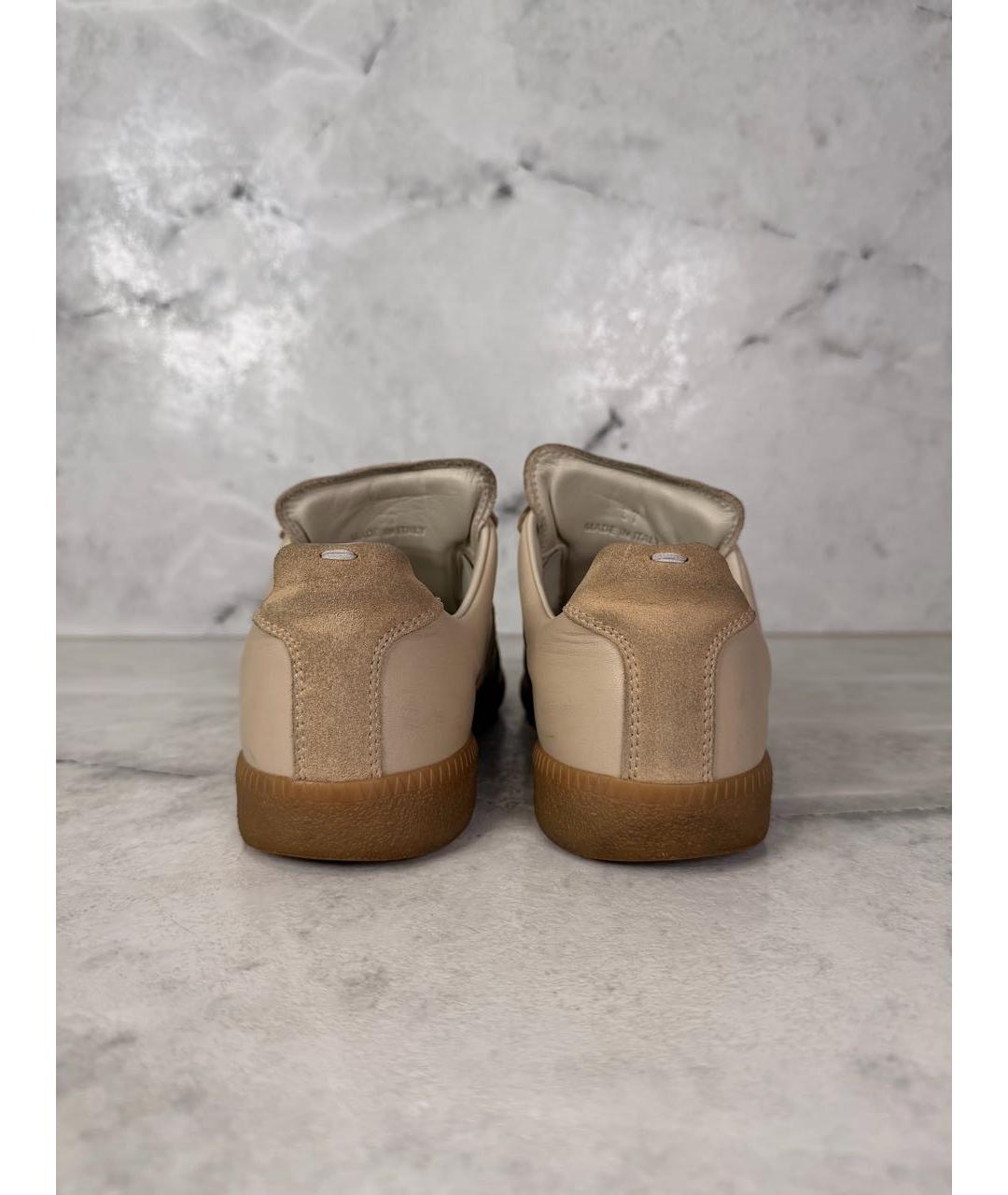 MAISON MARGIELA Бежевые кожаные кеды, фото 4