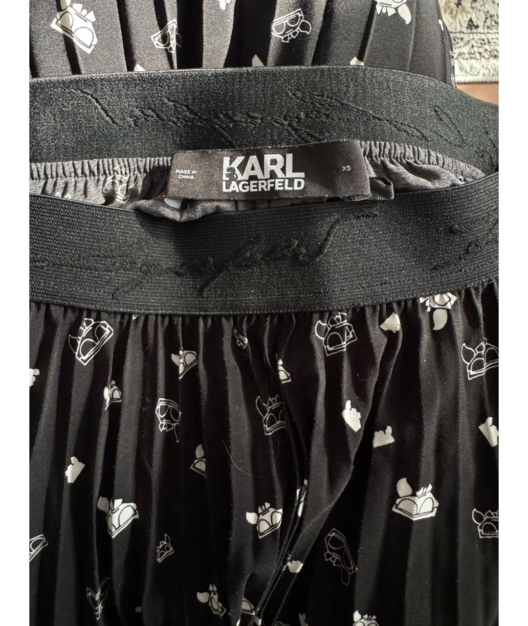 KARL LAGERFELD Черная полиэстеровая юбка миди, фото 4