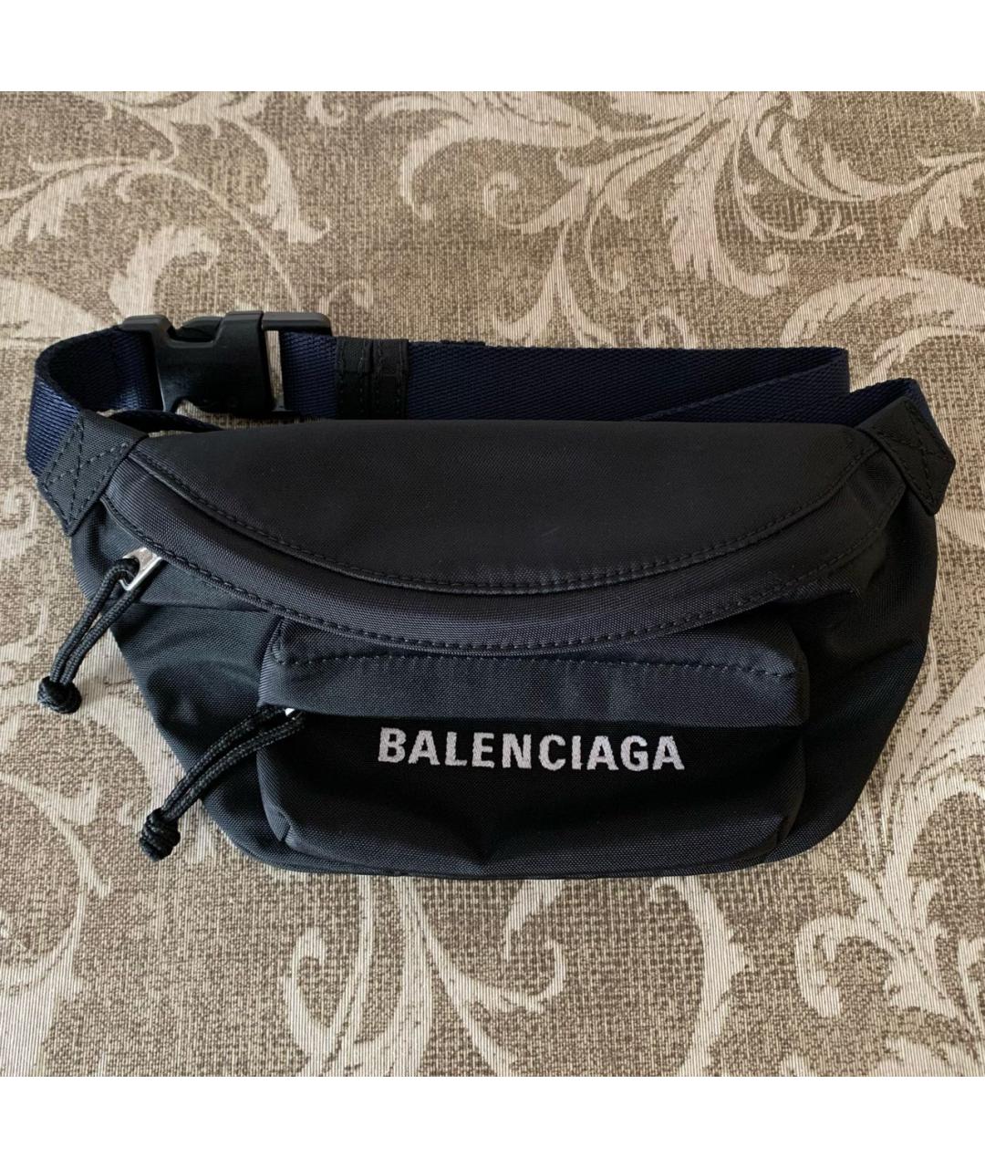 BALENCIAGA Черная синтетическая поясная сумка, фото 7