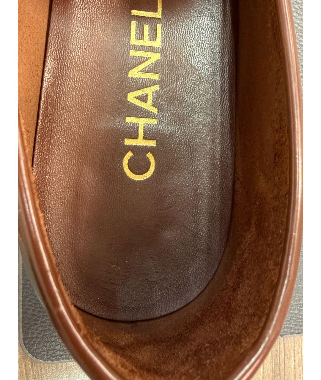 CHANEL Коричневые кожаные лоферы, фото 7