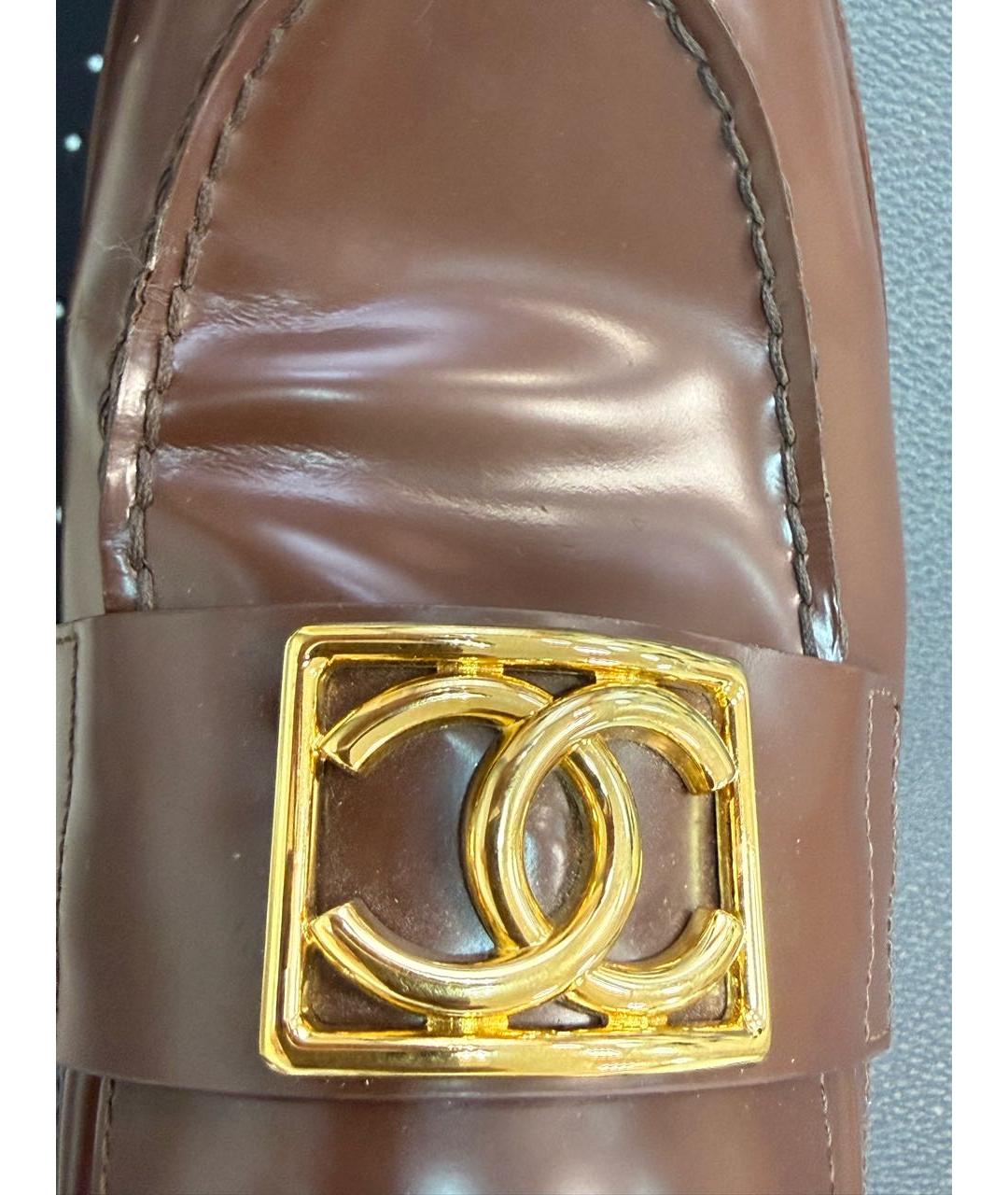 CHANEL Коричневые кожаные лоферы, фото 8