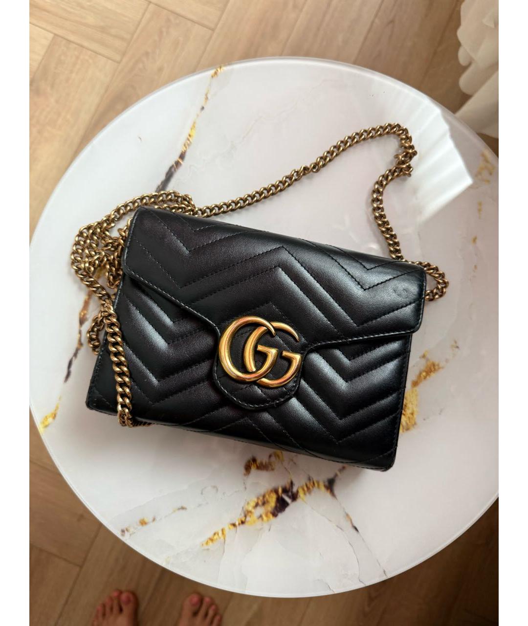 GUCCI Черная кожаная сумка через плечо, фото 5