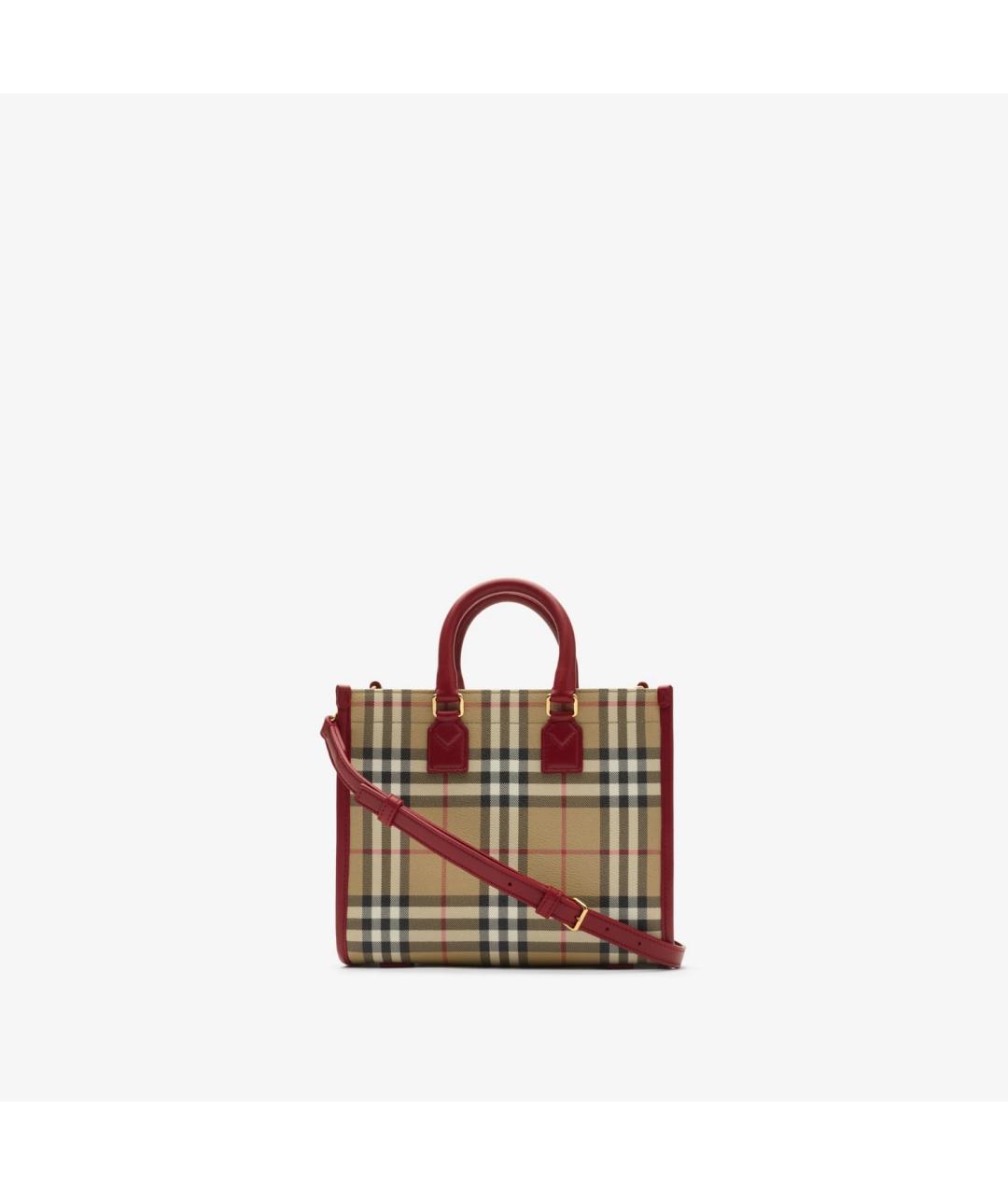 BURBERRY Бежевая тканевая сумка с короткими ручками, фото 3