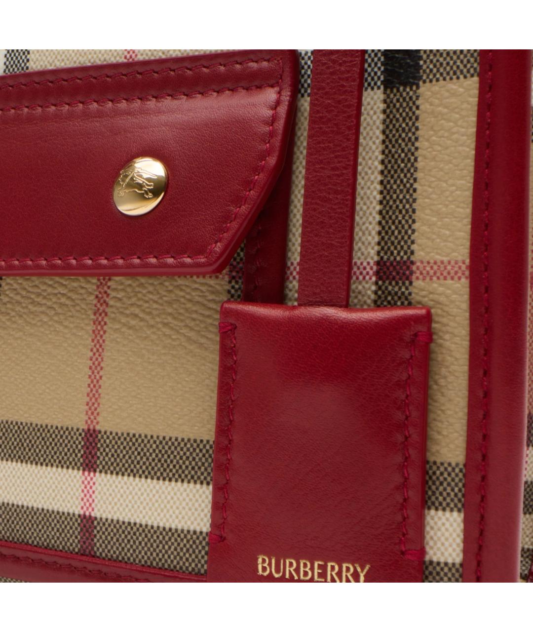 BURBERRY Бежевая тканевая сумка с короткими ручками, фото 2