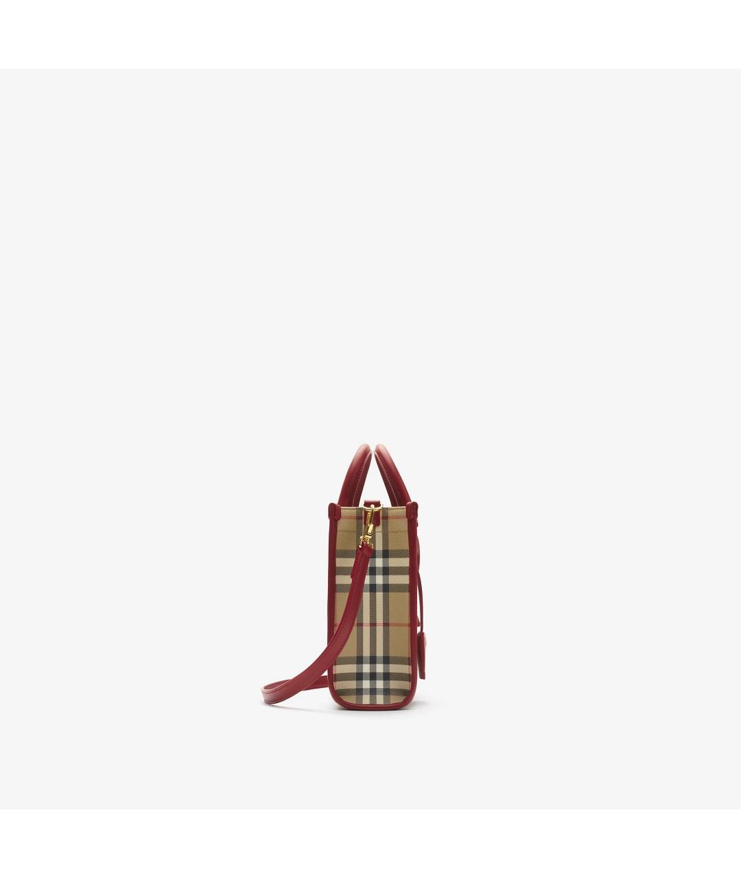 BURBERRY Бежевая тканевая сумка с короткими ручками, фото 4
