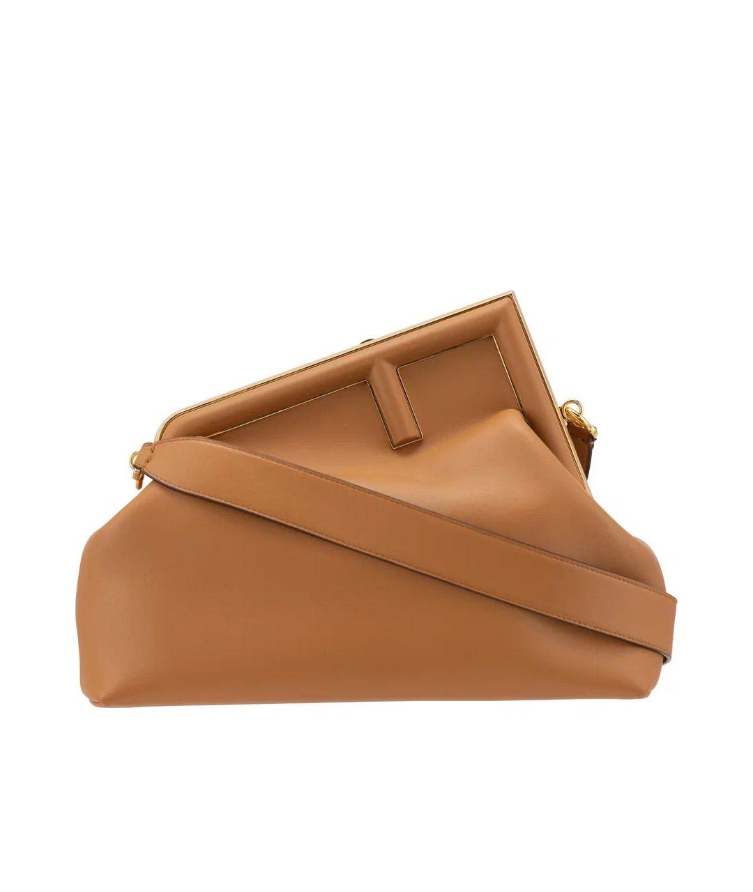 FENDI Коричневая кожаная сумка через плечо, фото 1