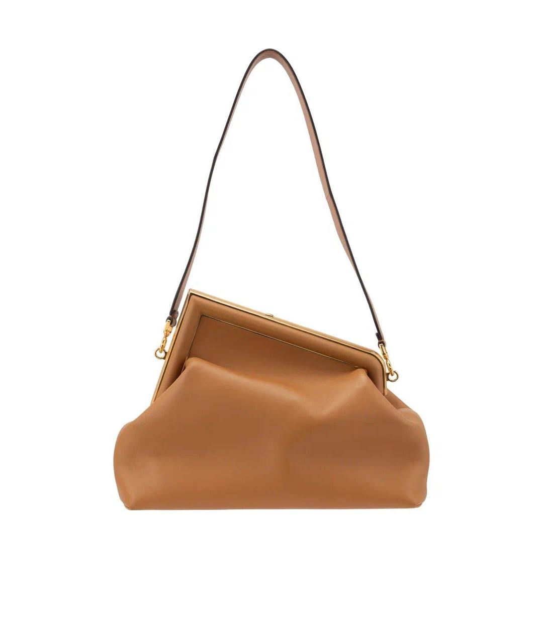 FENDI Коричневая кожаная сумка через плечо, фото 3