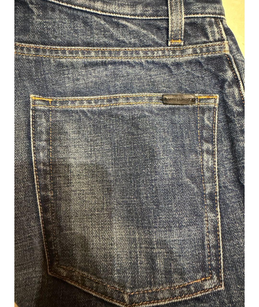SAINT LAURENT Синие хлопковые джинсы слим, фото 3
