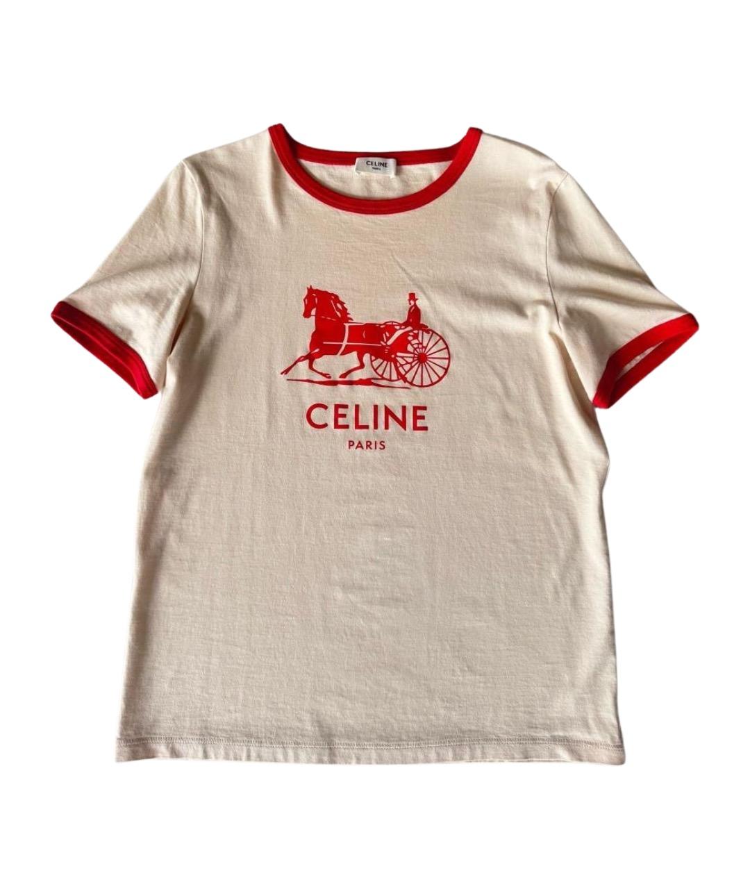 CELINE Бежевая хлопковая футболка, фото 1
