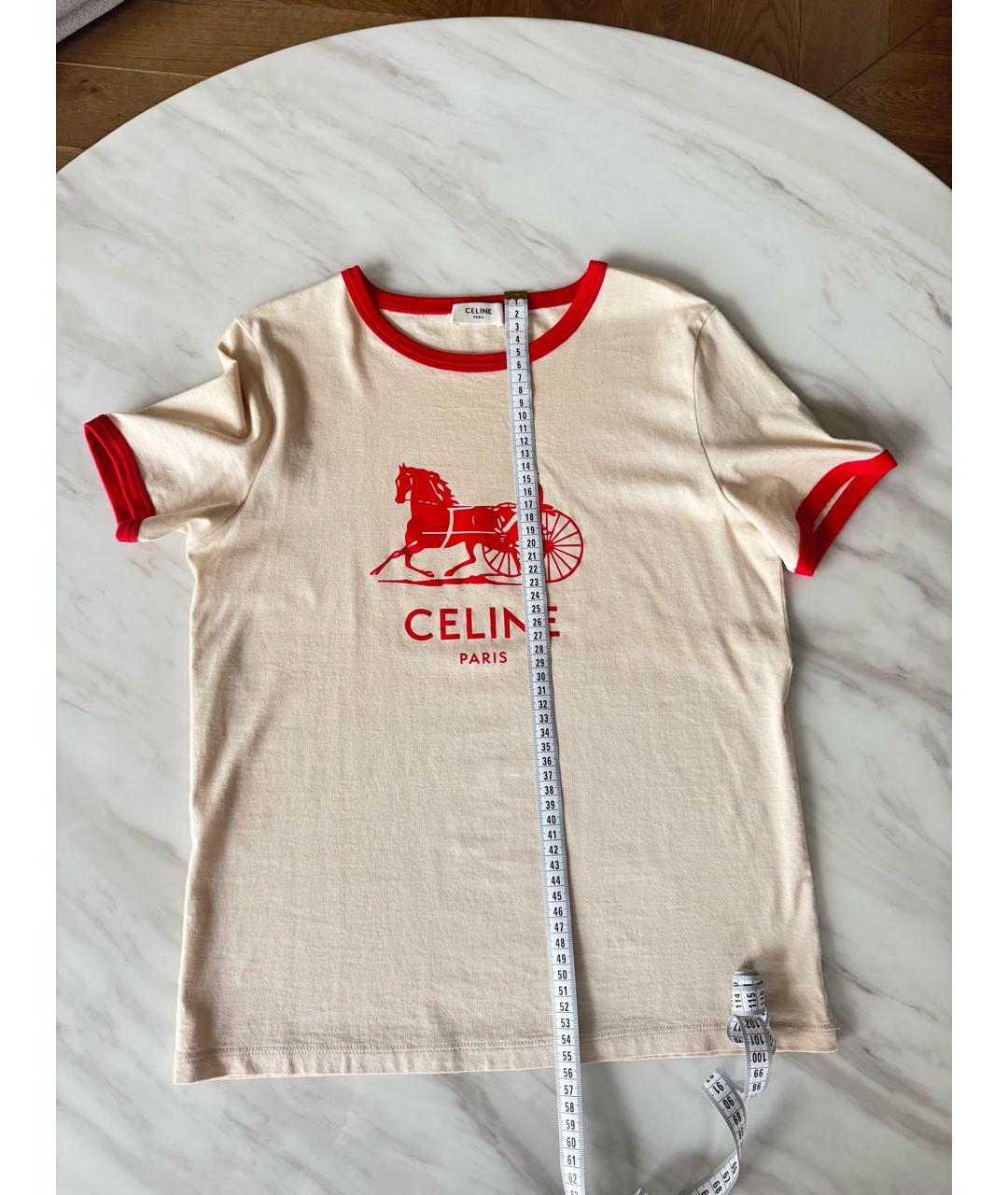CELINE Бежевая хлопковая футболка, фото 5