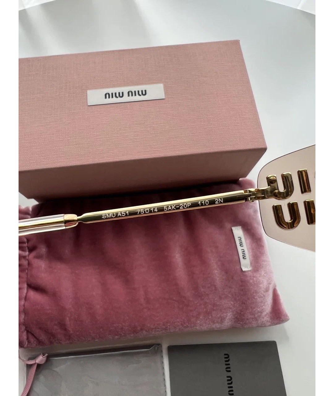MIU MIU Золотые металлические солнцезащитные очки, фото 8