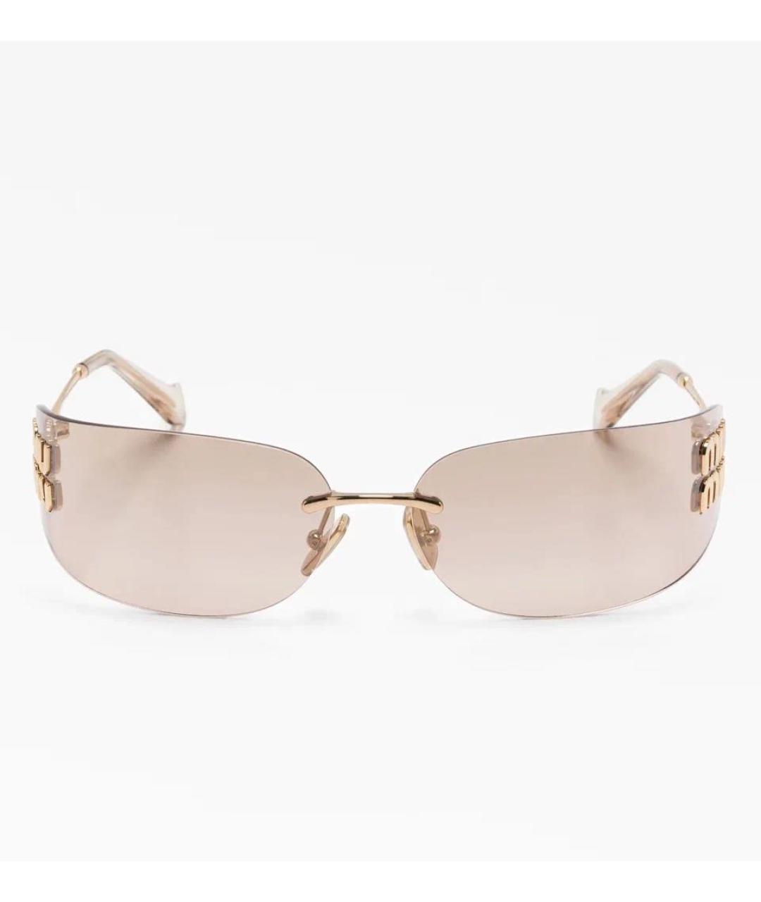 MIU MIU Золотые металлические солнцезащитные очки, фото 2
