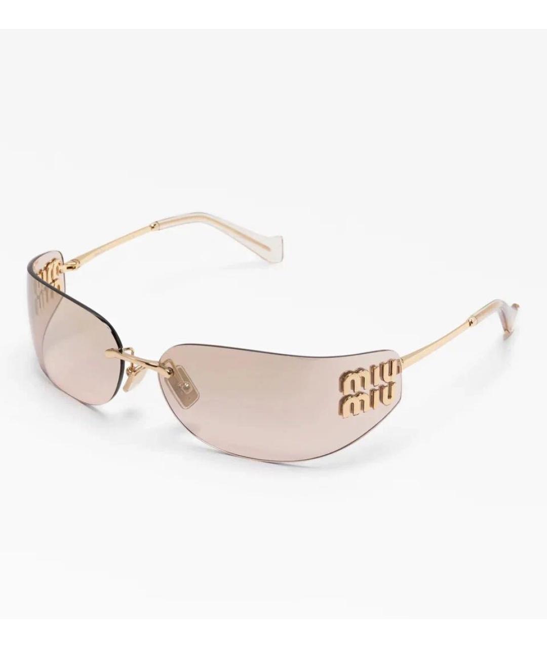 MIU MIU Золотые металлические солнцезащитные очки, фото 3
