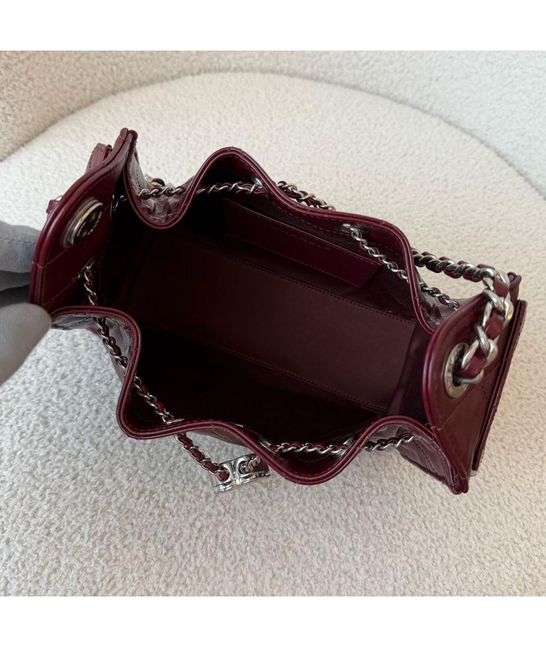 CHANEL Бордовая кожаная сумка через плечо, фото 5