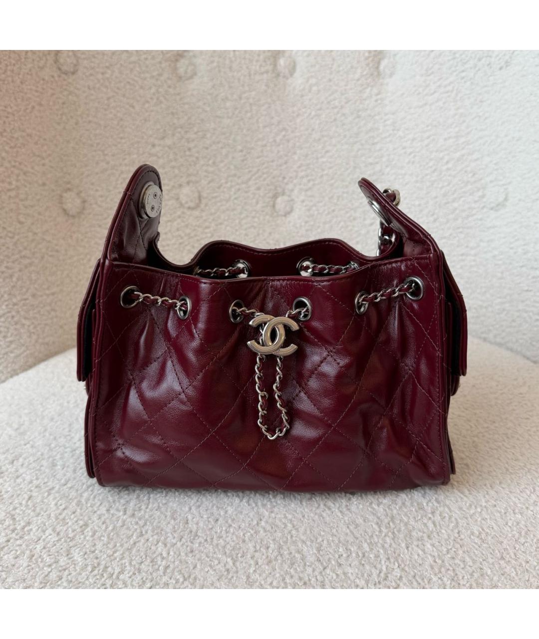 CHANEL Бордовая кожаная сумка через плечо, фото 2