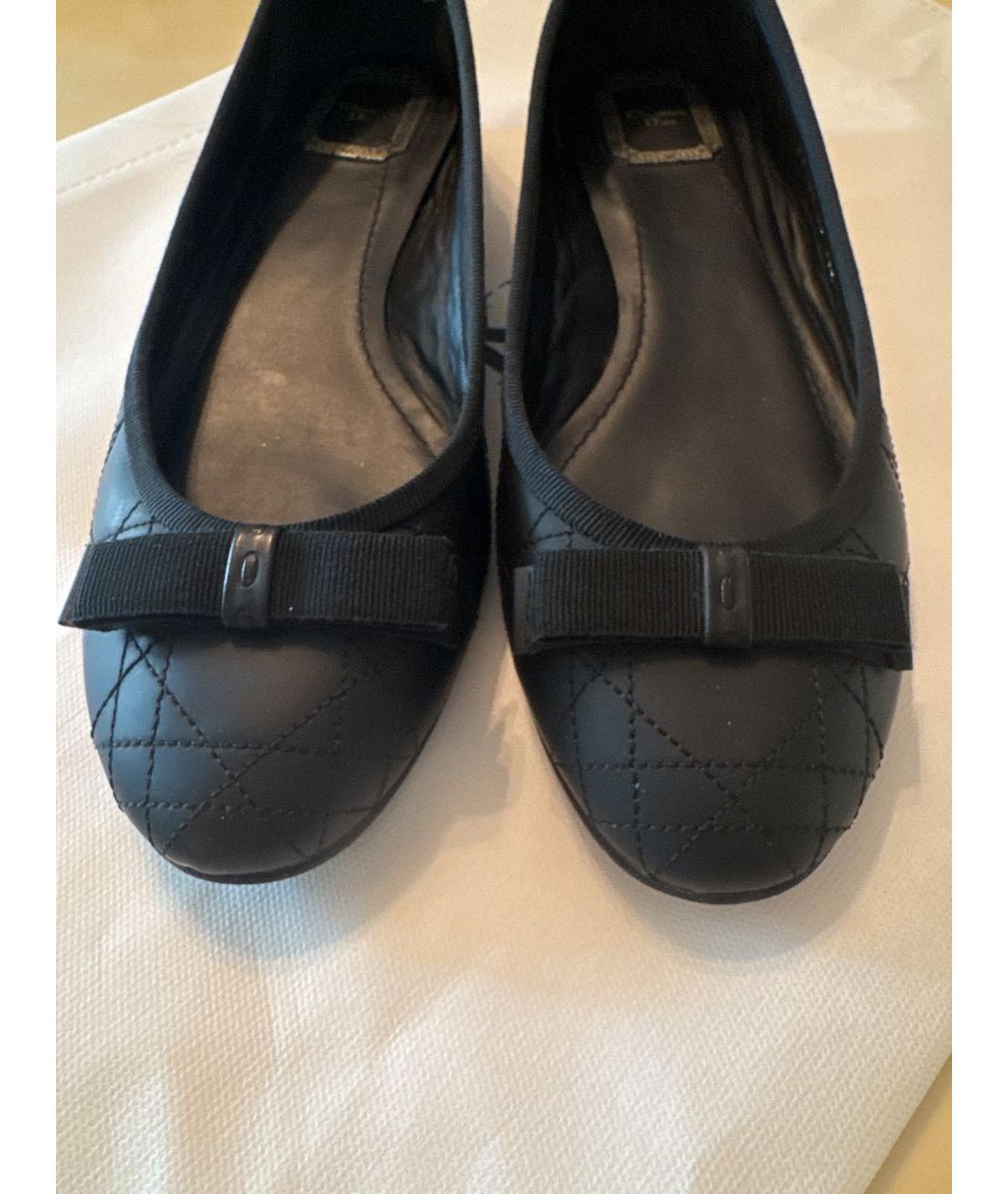CHRISTIAN DIOR Черные кожаные балетки, фото 2