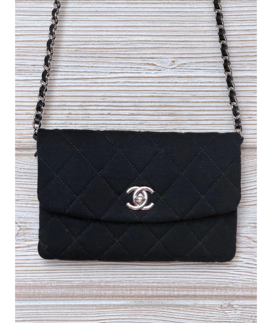 CHANEL Черная тканевая сумка через плечо, фото 8