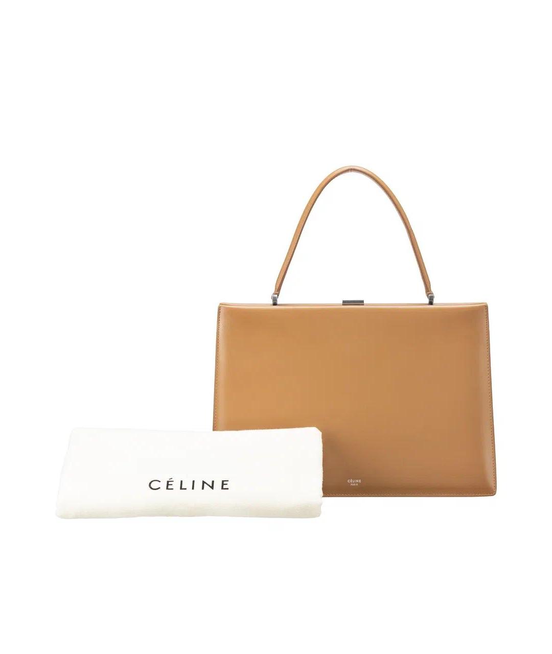 CELINE Коричневая кожаная сумка тоут, фото 4