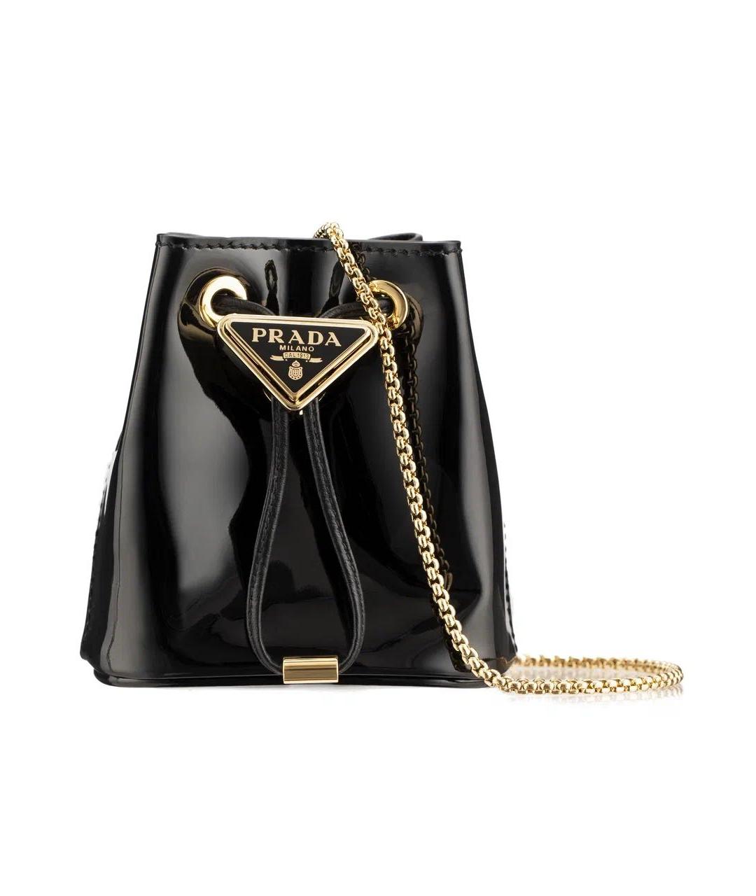 PRADA Черная сумка через плечо из лакированной кожи, фото 1