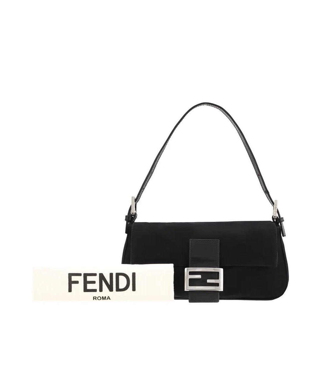 FENDI Черная тканевая сумка с короткими ручками, фото 2