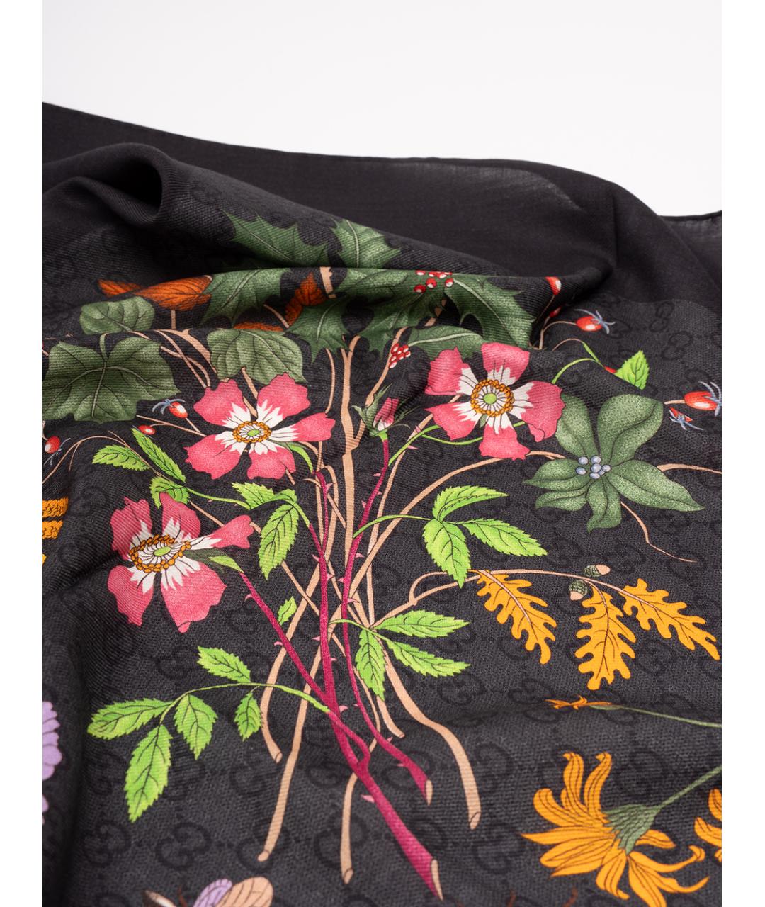 GUCCI Черный шелковый шарф, фото 6
