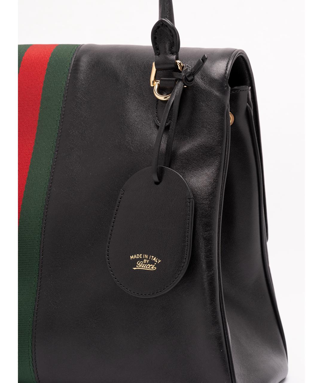 GUCCI Черная кожаная сумка тоут, фото 5