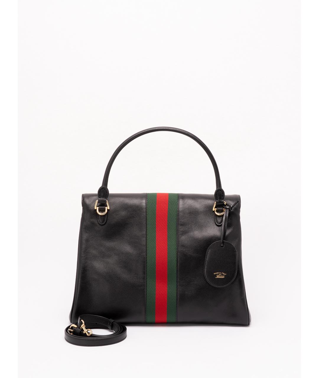 GUCCI Черная кожаная сумка тоут, фото 2