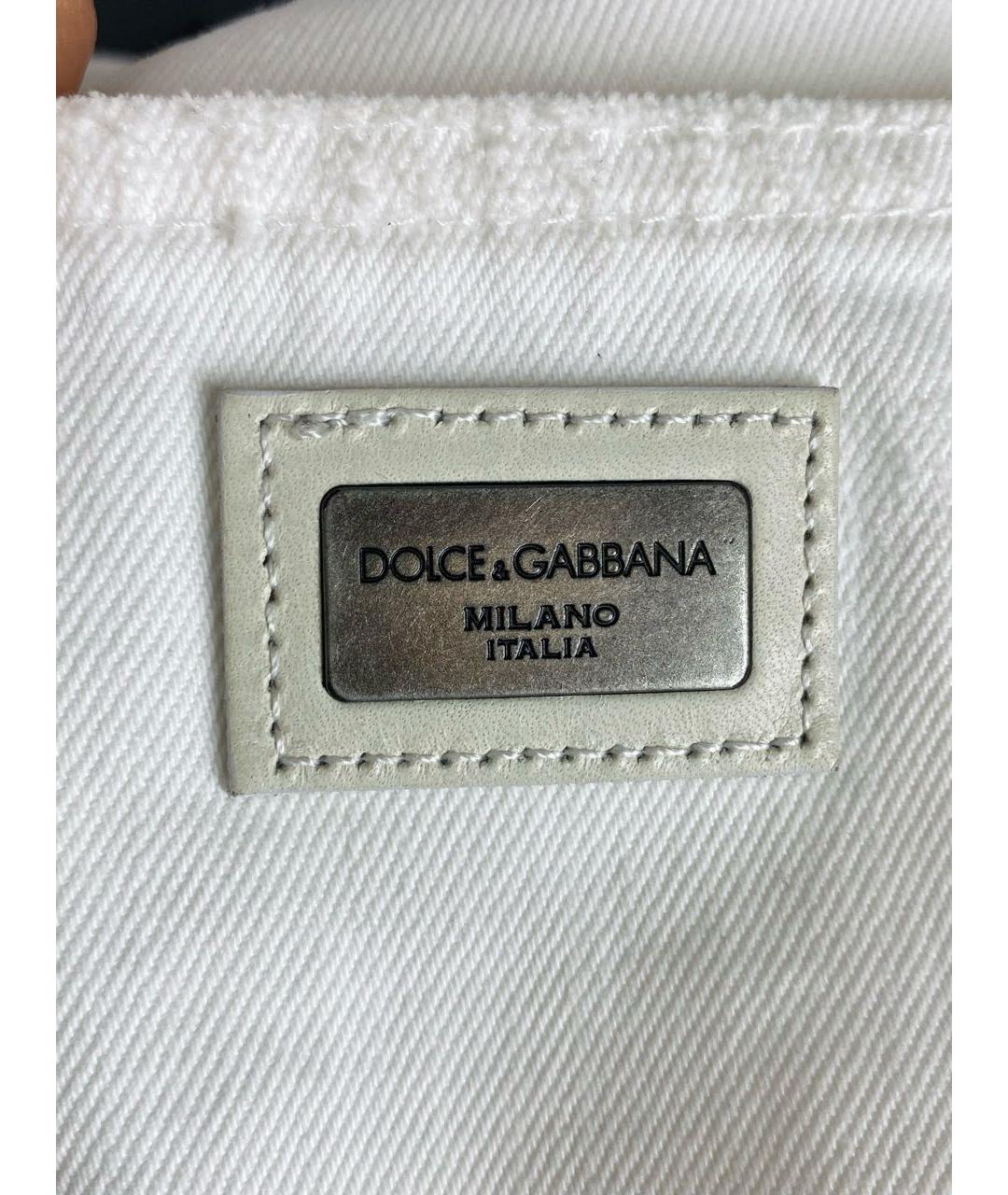 DOLCE&GABBANA Белые хлопковые прямые джинсы, фото 4