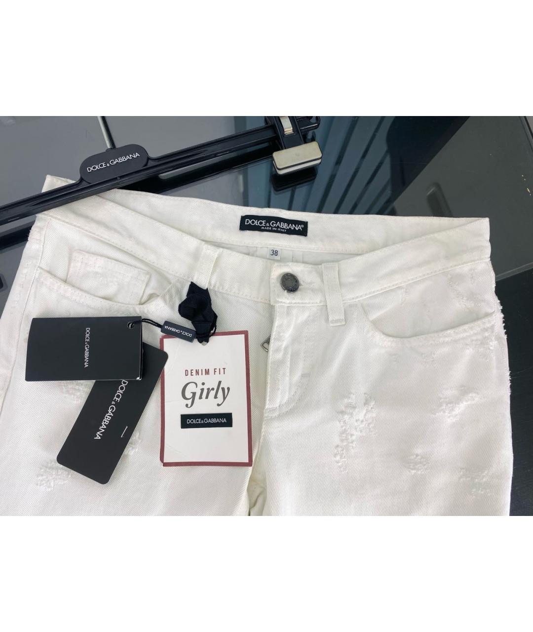 DOLCE&GABBANA Белые хлопковые прямые джинсы, фото 3
