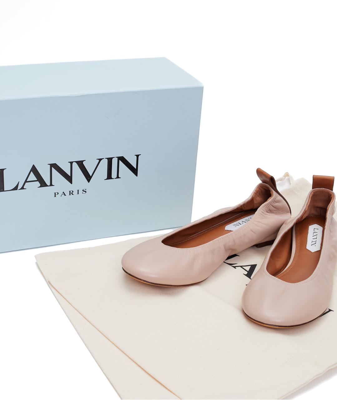 LANVIN Бежевые кожаные балетки, фото 7