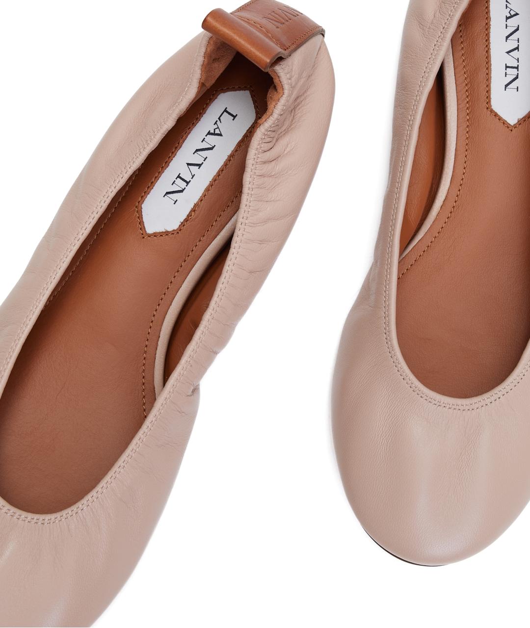 LANVIN Бежевые кожаные балетки, фото 3