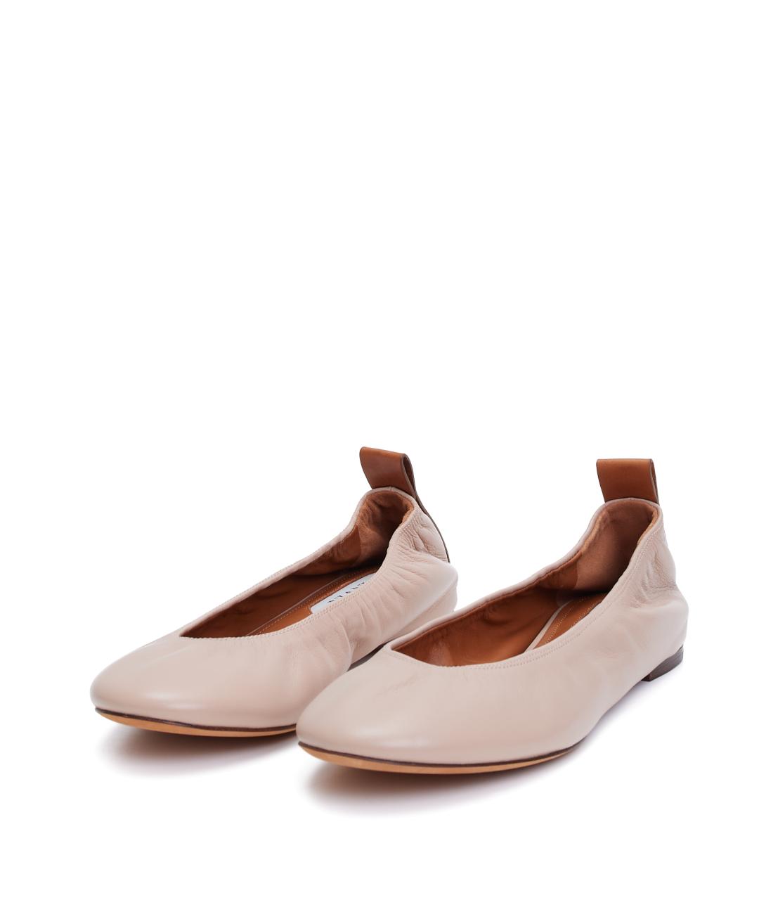 LANVIN Бежевые кожаные балетки, фото 5