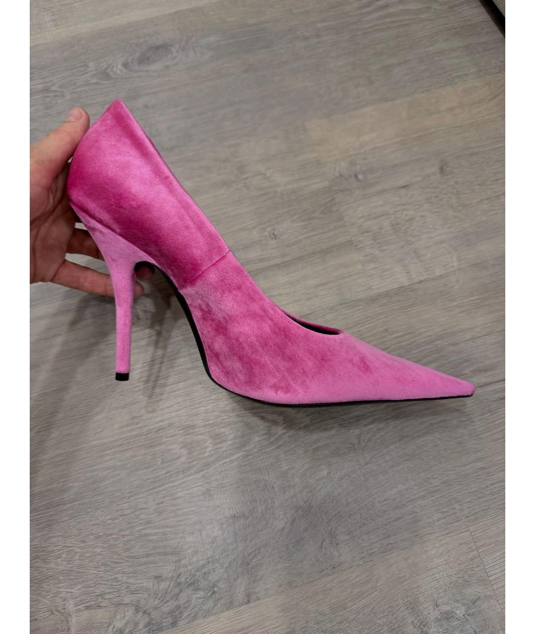 BALENCIAGA Розовые бархатные туфли, фото 2