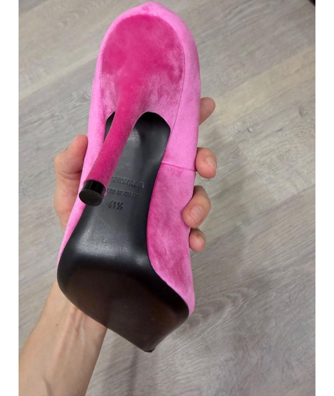 BALENCIAGA Розовые бархатные туфли, фото 5